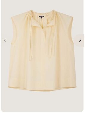 soeur Pale Yellow Sleeveless Tie-Neck Blouse